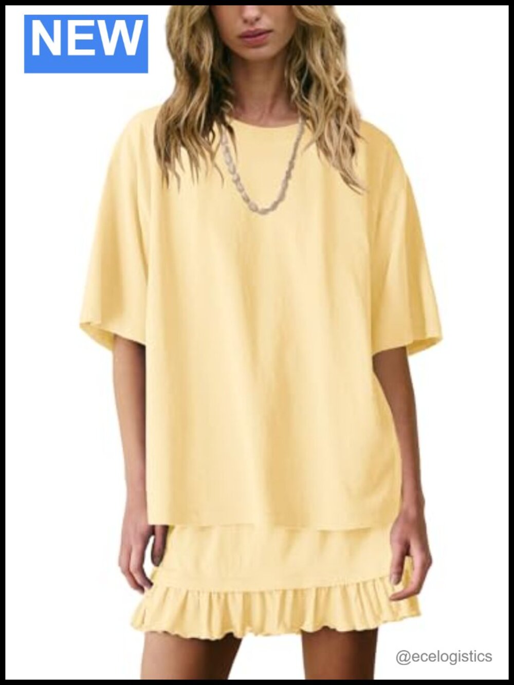 Women 2 Piece Skirt Set Short Sleeve Pleated Skirt
